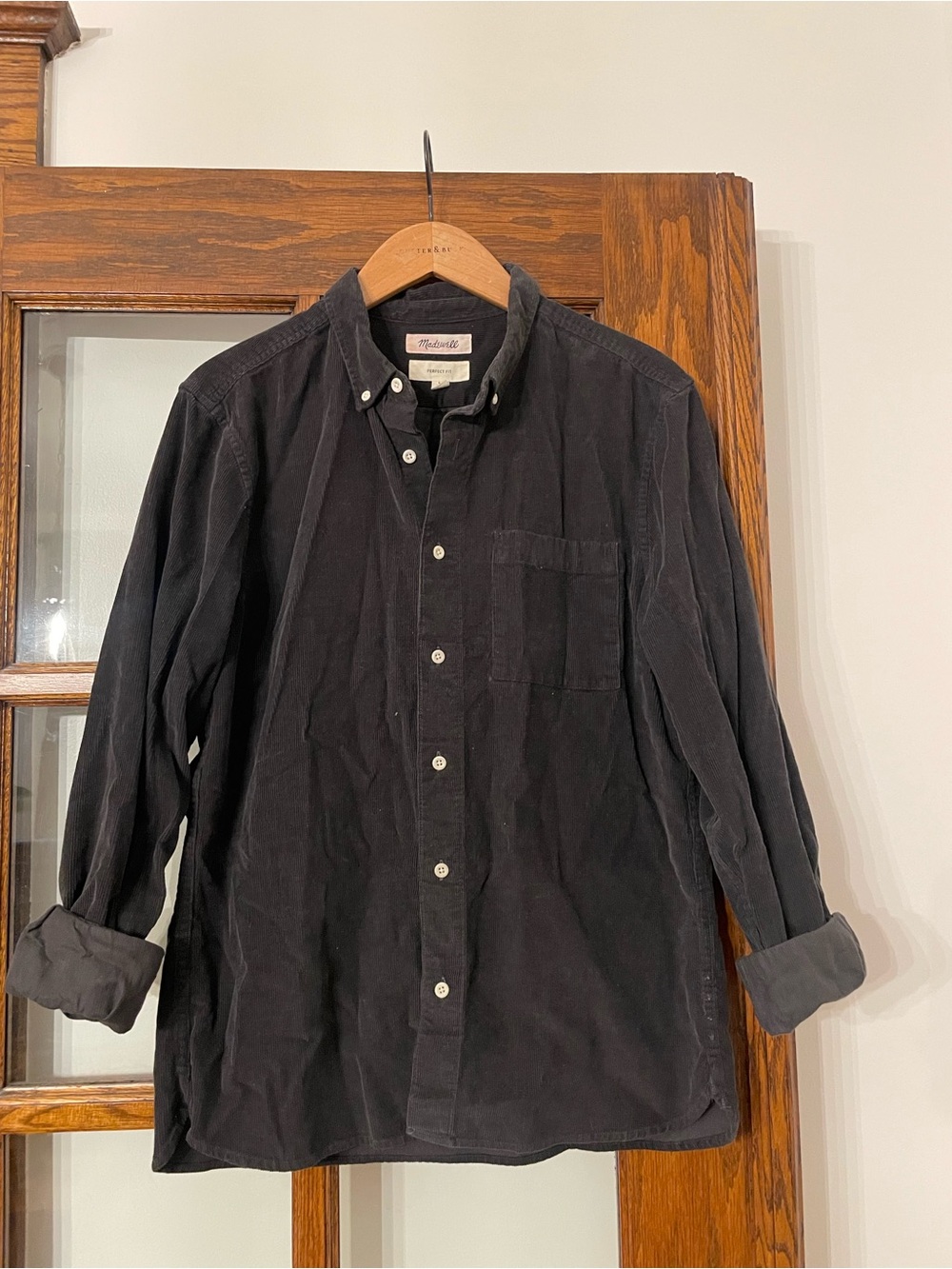 Madewell Men's Button-Down Corduroy Shirt in Charcoal